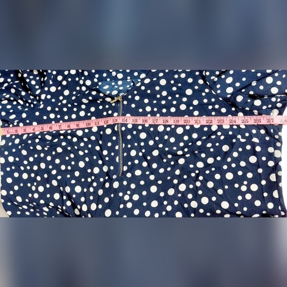 db established 1962 3X‎ navy blue polka dot 3/4 sleeve blouse - Picture 2 of 7